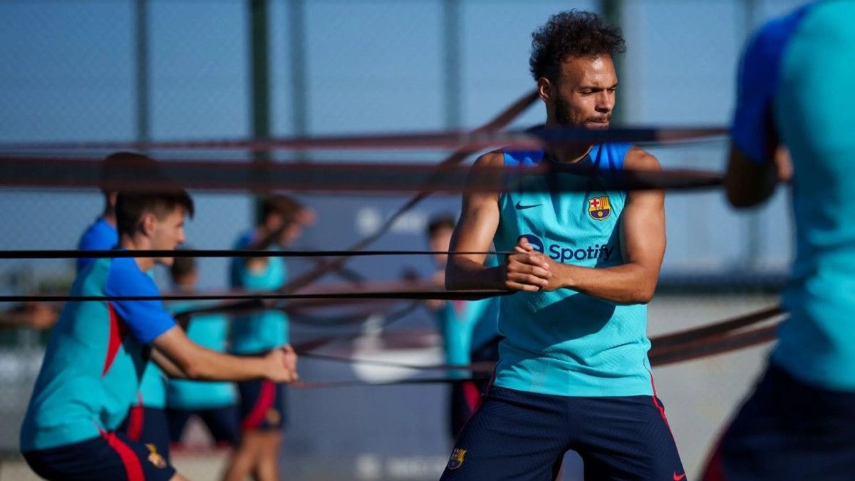 Martin Braithwaite durante un entrenamiento de pretemporada