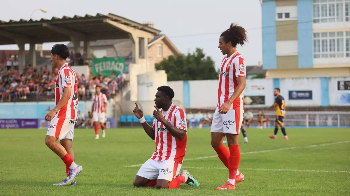 Caicedo y Amadou lideran la victoria del Sporting ante el Racing de Ferrol