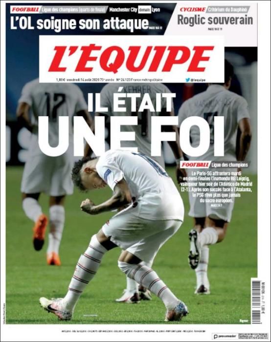 Portada L'ÉQUIPE viernes 14 agosto 2020