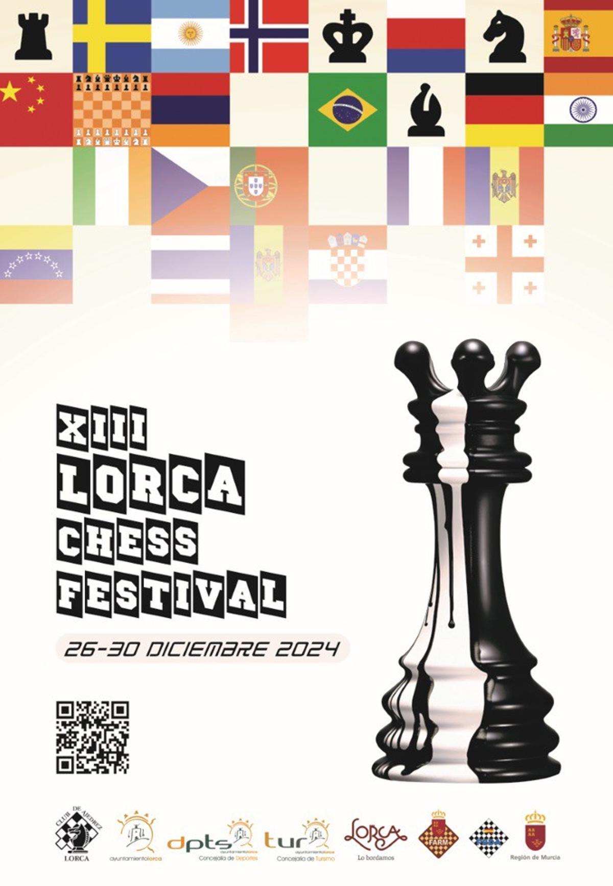 Cartel del XIII Festival Internacional de Ajedrez ‘Ciudad de Lorca’.