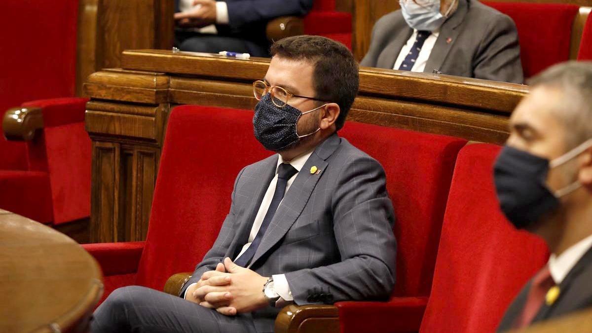 El vicepresident de la Generalitat, Pere Aragonès, durante un pleno en el Parlament