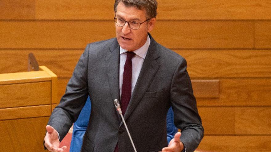 Alberto Núñez Feijóo, en el Parlamento de Galicia.