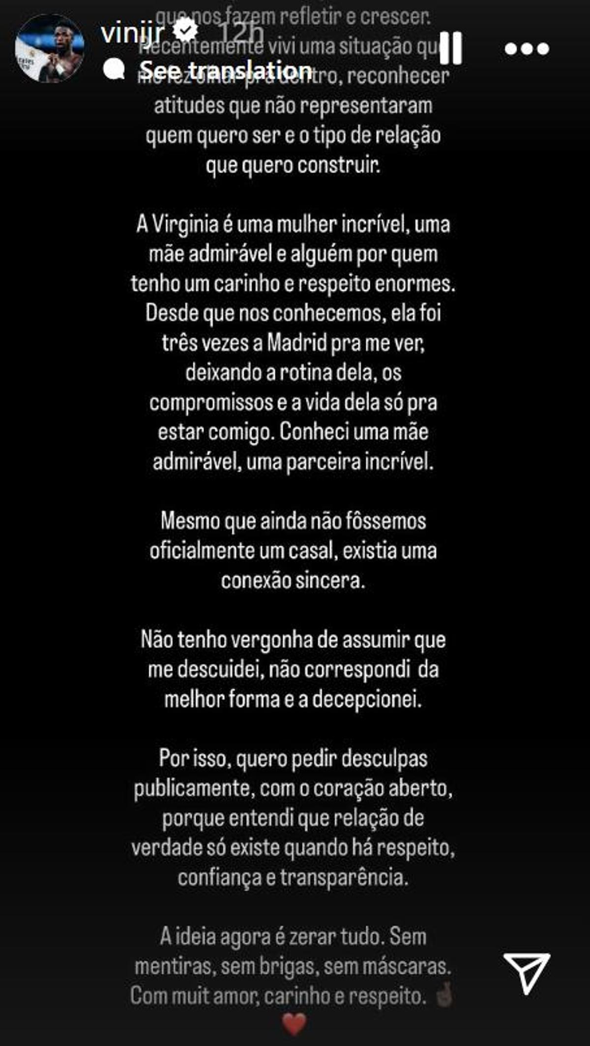 Comunicado urgente de Vinicius