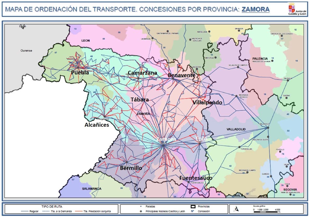 Nuevo mapa de transporte de viajeros de Zamora