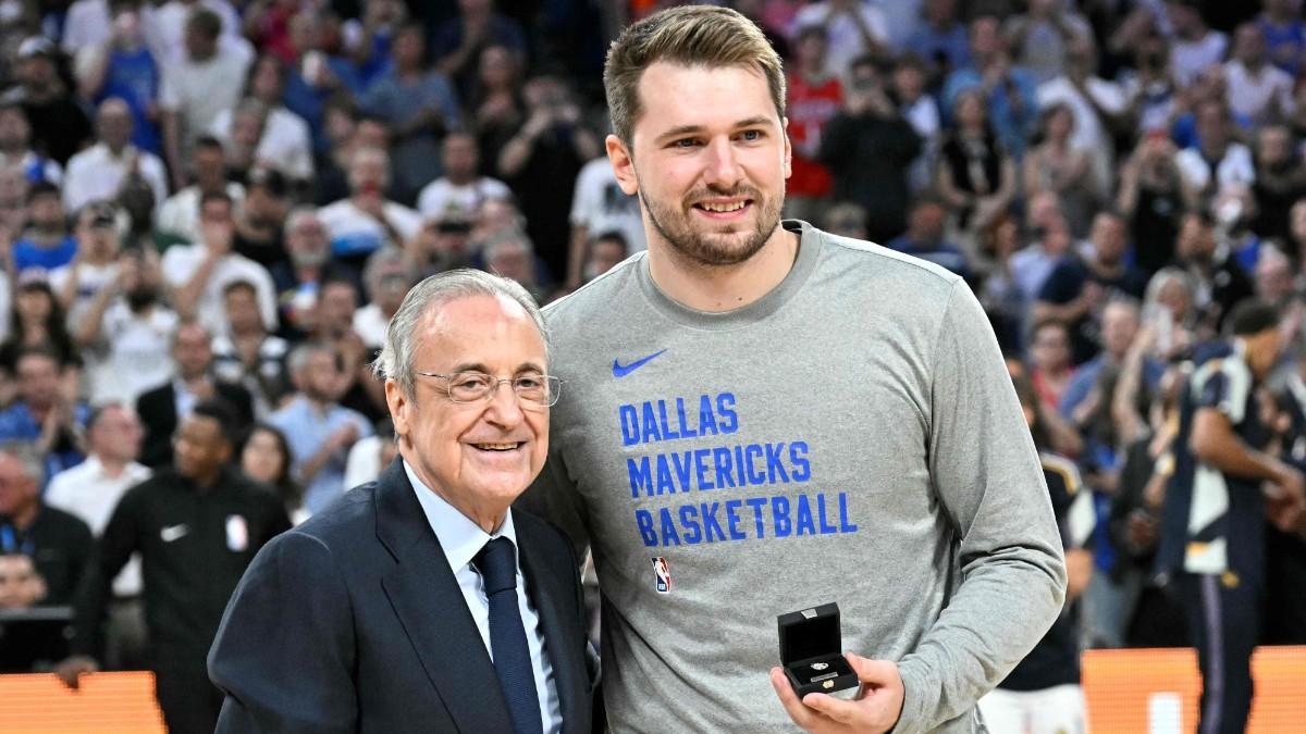 Luka Doncic, junto a Florentino Pérez en el Wizink