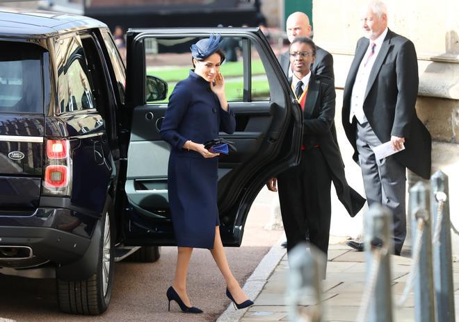 Meghan Markle a su llegada a la boda de Eugenia de York