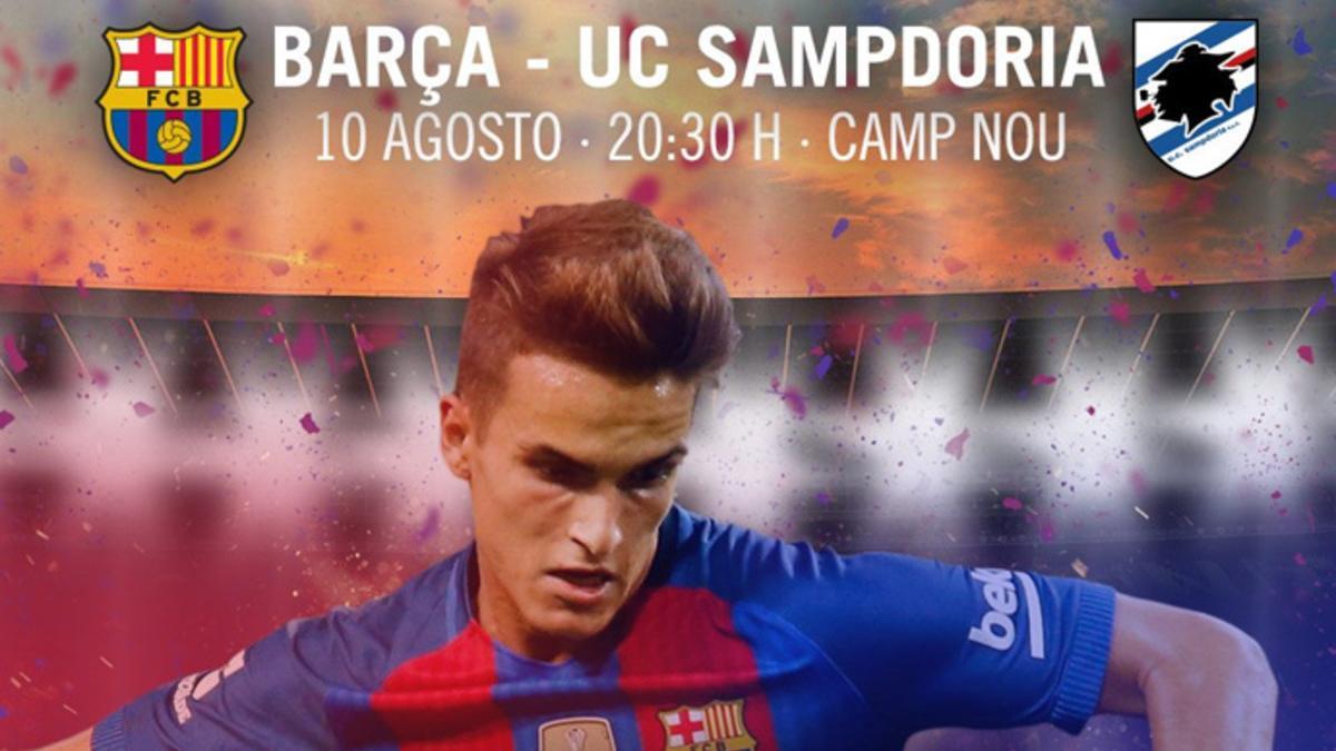 Denis Suárez en el cartel promocional del Barça-Sampdoria de Trofeu Joan Gamper