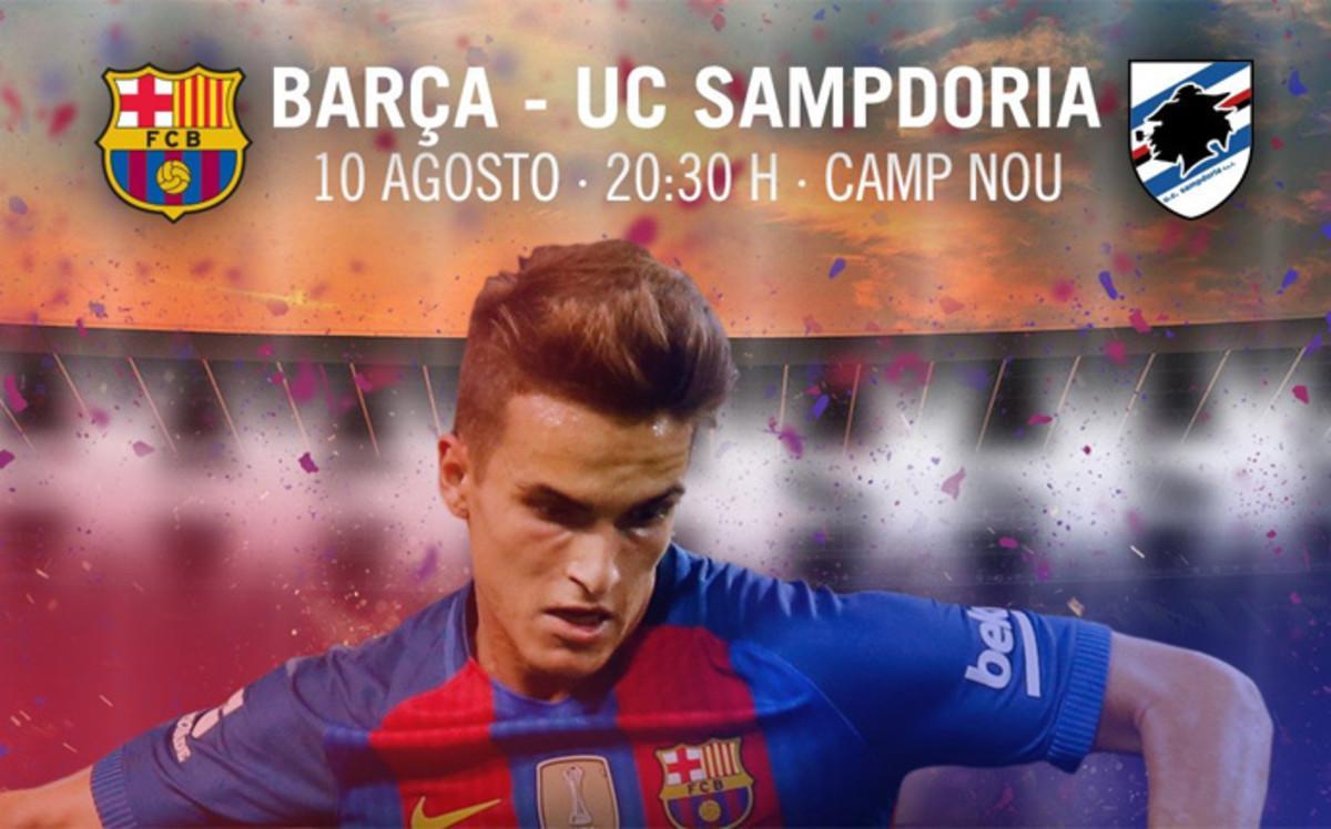 Denis Suárez en el cartel promocional del Barça-Sampdoria de Trofeu Joan Gamper