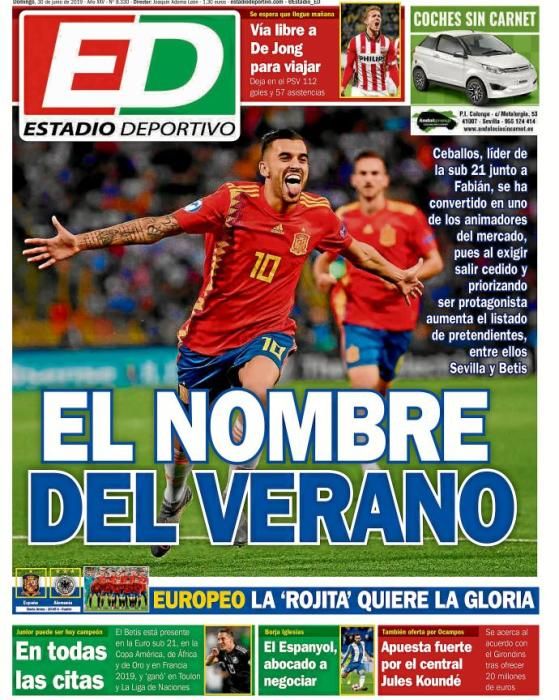 Portada ESTADIO DEPORTIVO domingo 30 de junio 2019