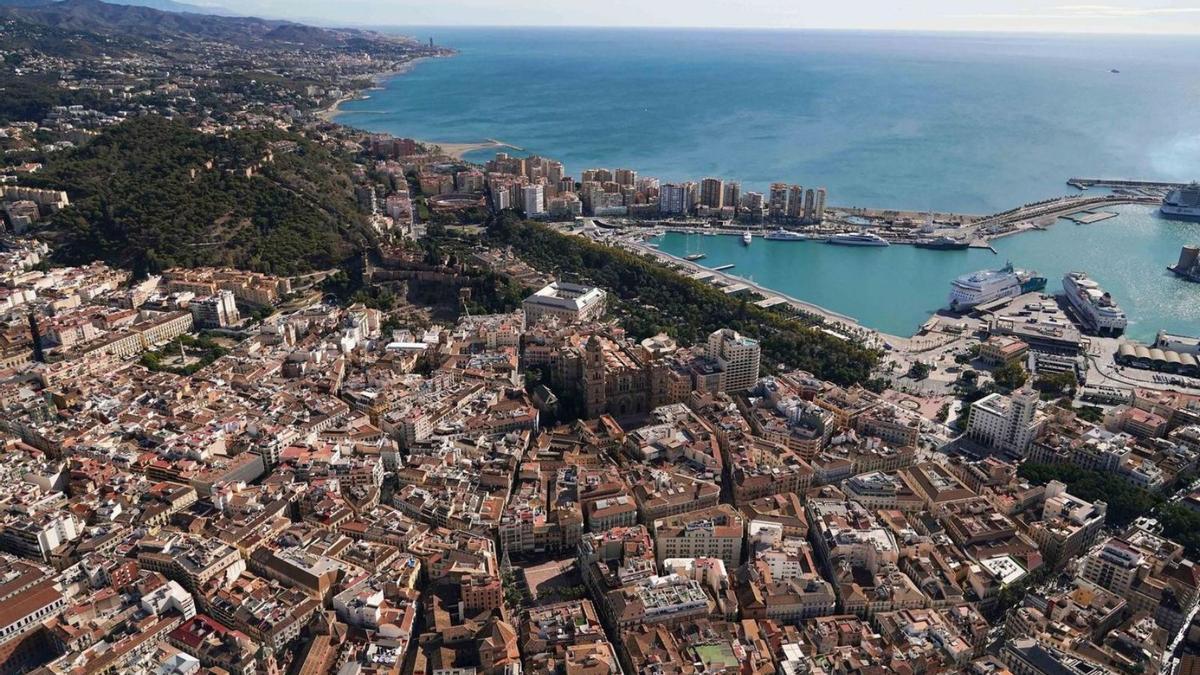 Una vista aérea de Málaga capital.