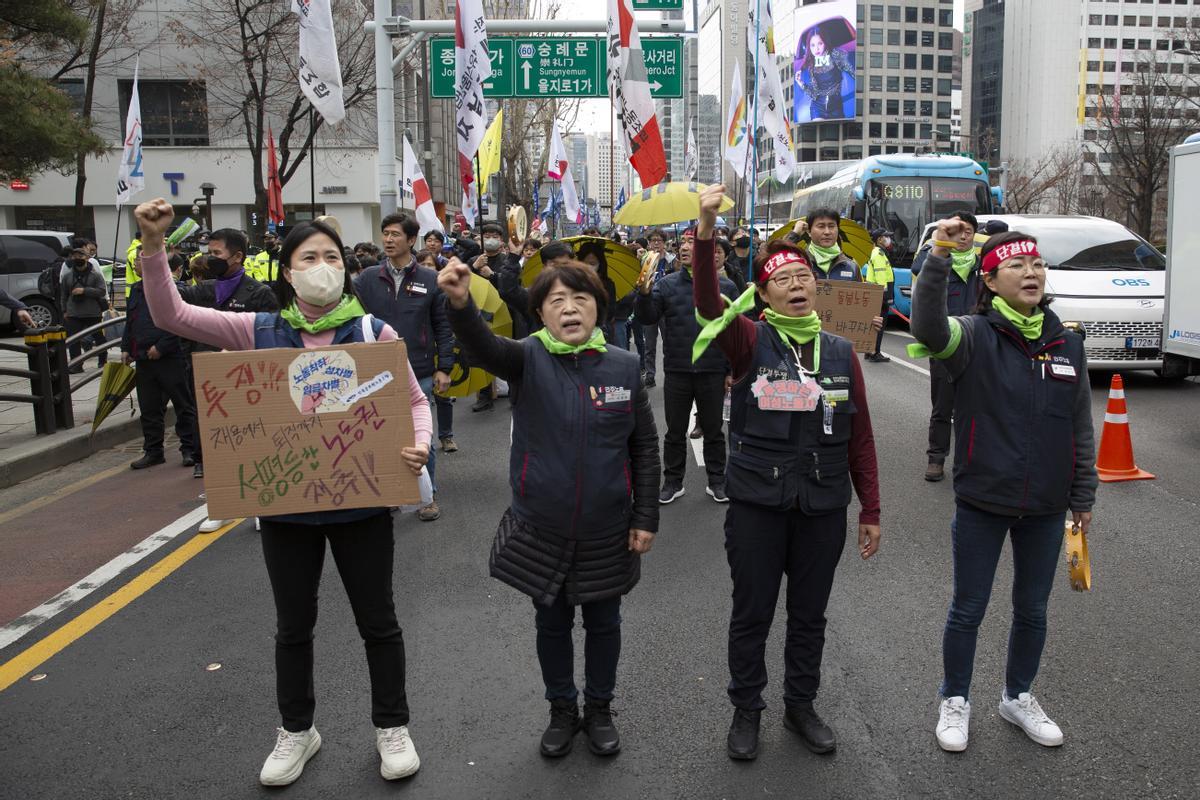 Protestas en las calles de Seúl (Corea del Sur) en la celebración del 8-M.