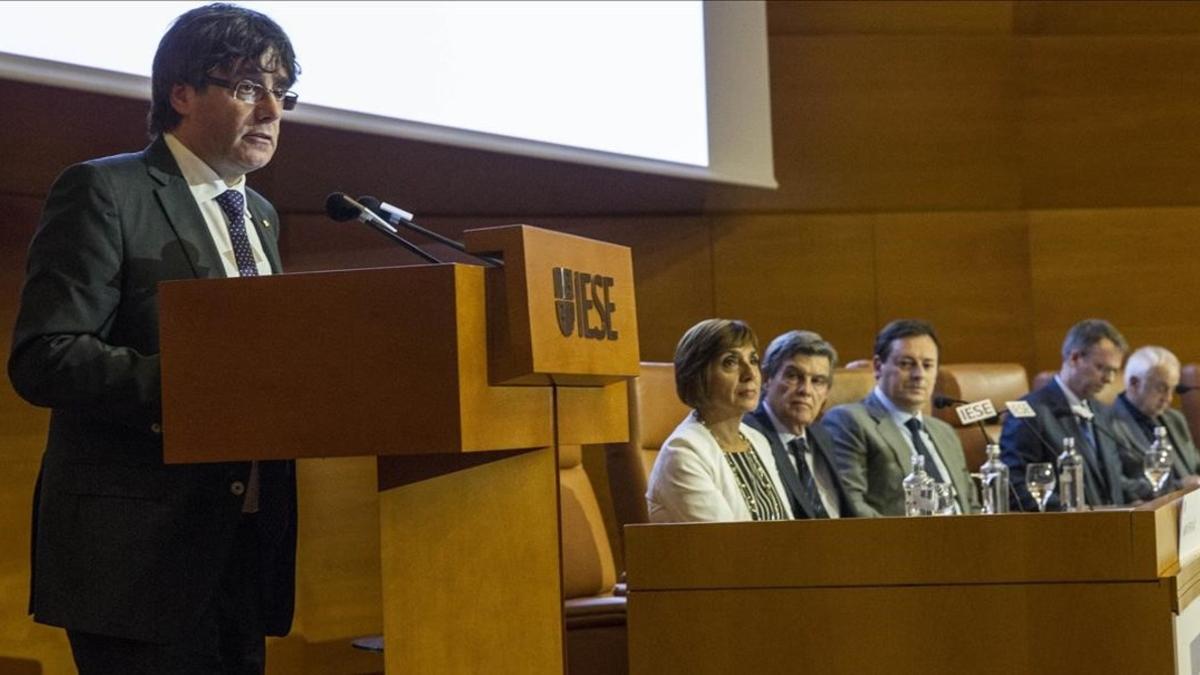 El 'president' Carles Puigdemont, en un acto la semana pasada en Barcelona.