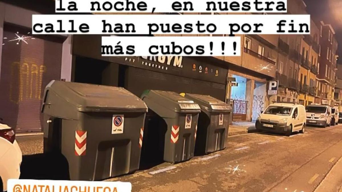 Publicación en Instagram celebrando la colocación de más contenedores.