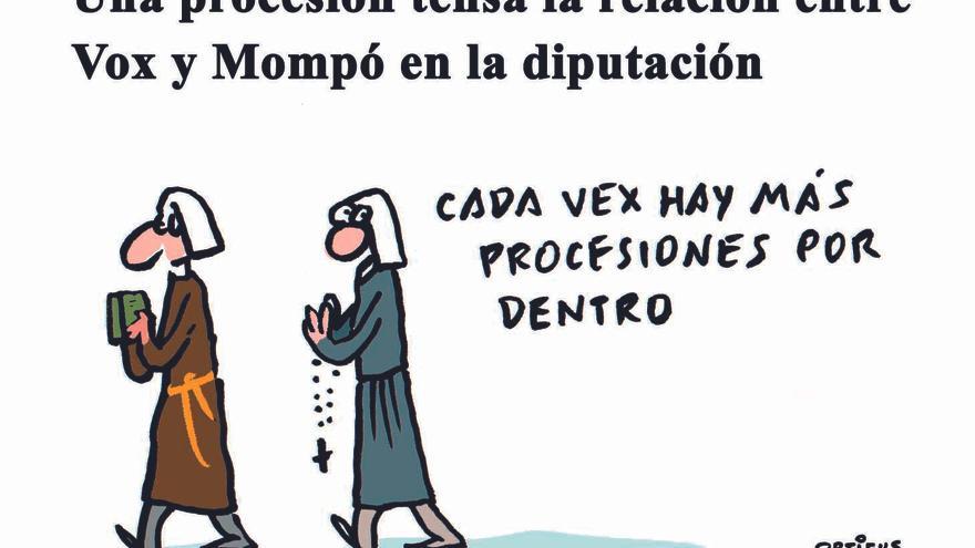 Una procesión tensa la relación entre Vox y Mompó en la Diputación