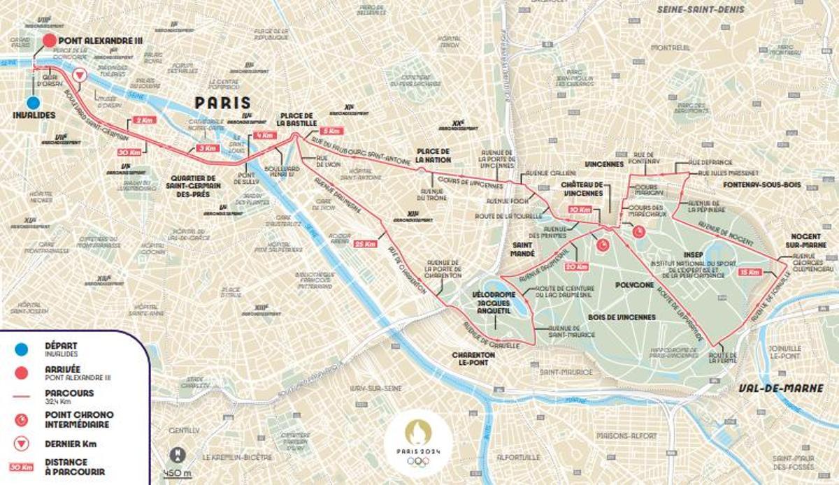 El recorrido de las contrarrelojes en París 2024