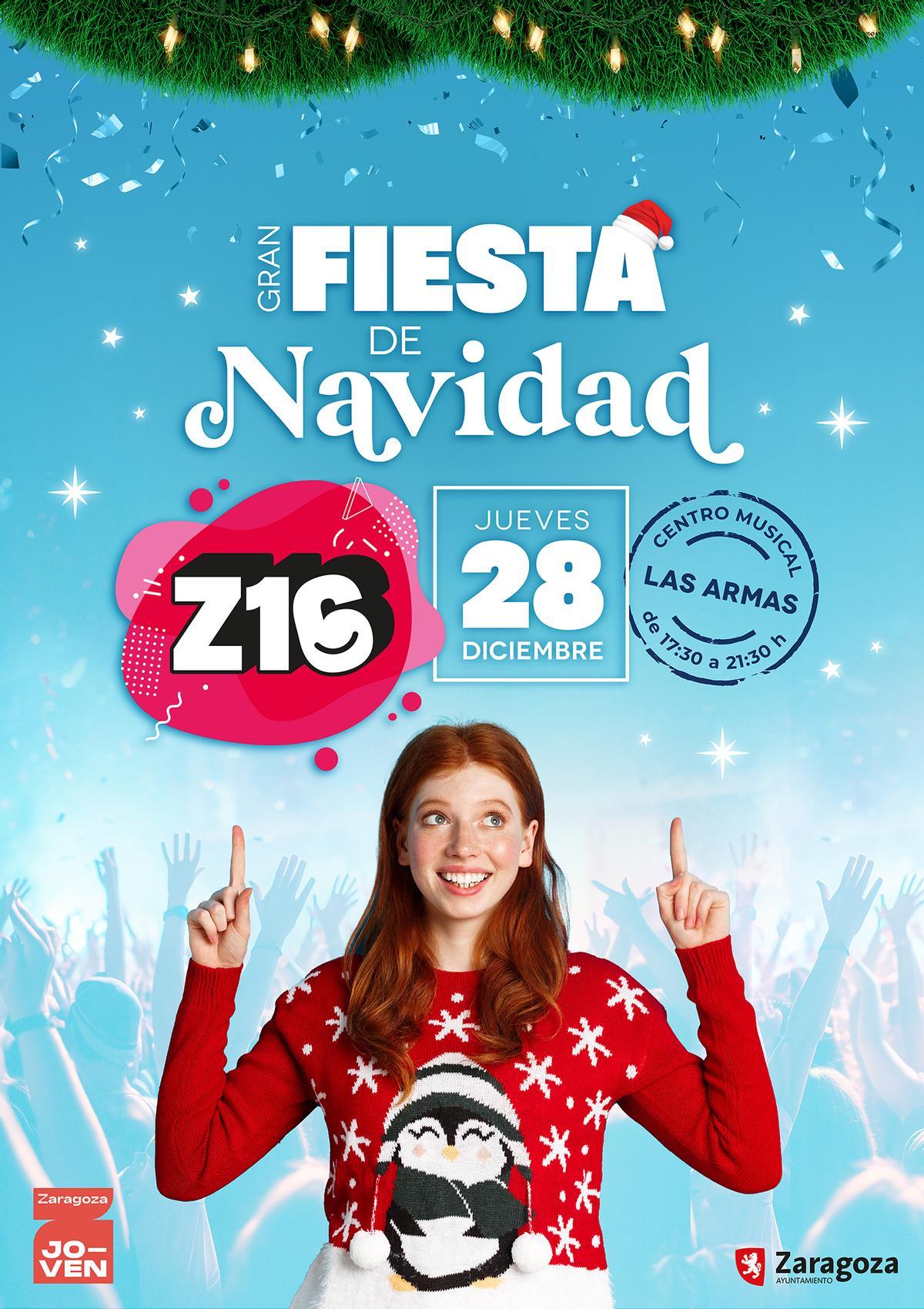 Cartel de la fiesta de Navidad de Z16 en Las Armas.