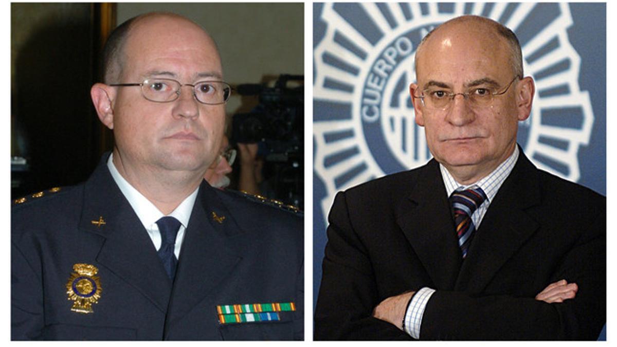 El jefe superior de Policía del País Vasco, Enrique Pamiés (izquierda), y el exdirector general de la Policía Víctor García Hidalgo.