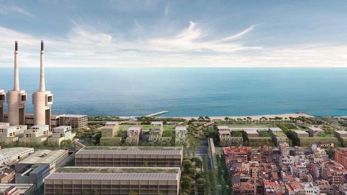 Recreación de la zona donde se construirá el nuevo «Campus Inditex» en Sant Adrià del Besòs.