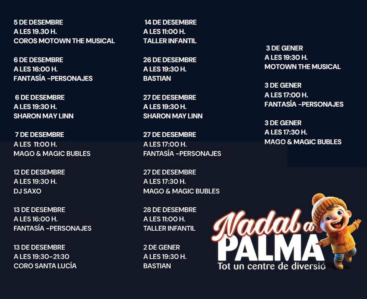 Das Programm des Weihnachtsmarktes im Sa-Feixina-Park.