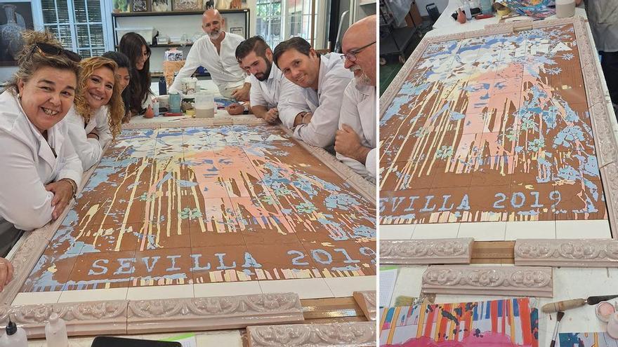 La Escuela de Artesanos de Gelves da forma al retablo cerámico de la Macarena de Manolo Cuervo: "Lo verá desde donde esté"