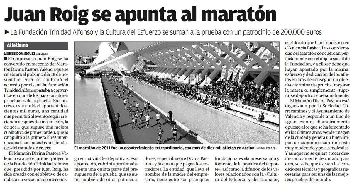 Anuncio de la entrada de la Fundación Trinidad Alfonso al patrocinio