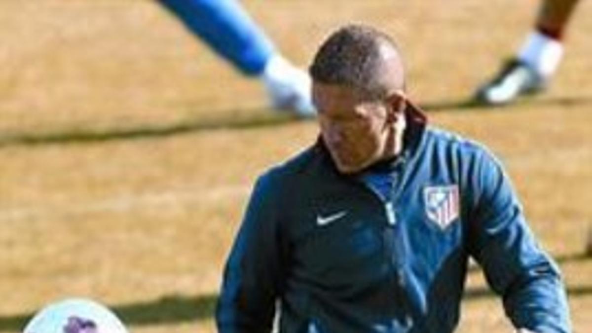 Protagonista 8Simeone, el viernes, en el entrenamiento del Atlético.