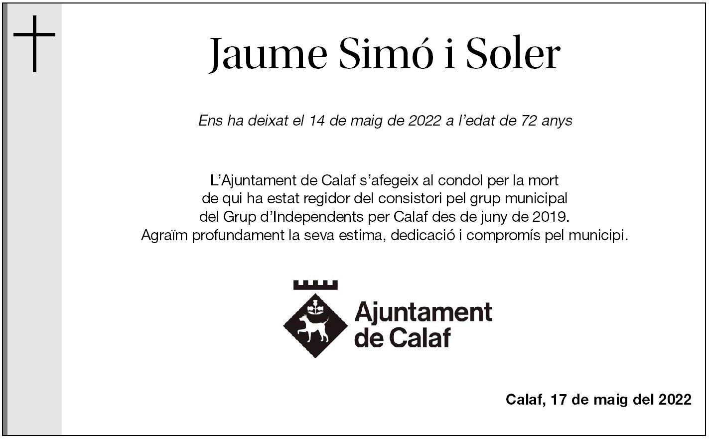 Esquela Jaume Simó i Soler