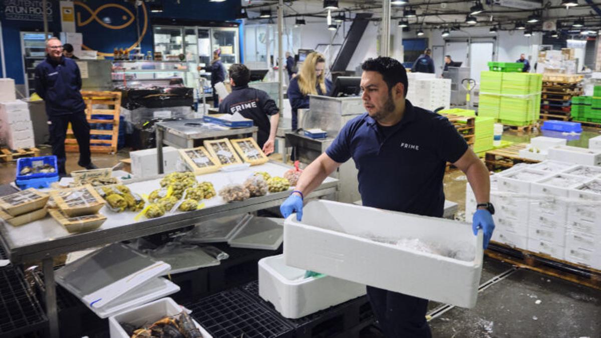 Una persona trabajando en el turno por la noche de Mercabarna