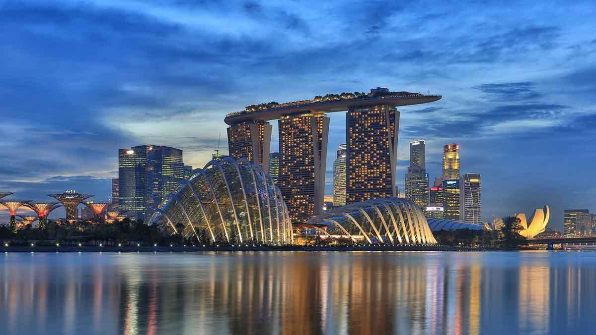 Vista del distrito financiero de Singapur.