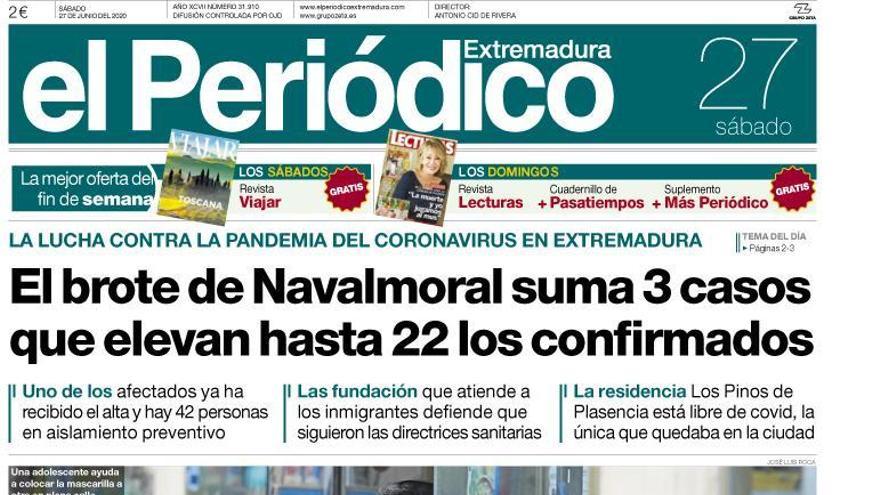 Esta es la portada de EL PERIÓDICO EXTREMADURA correspondiente al día 27 de extremadura del 2020