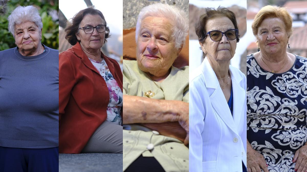 Las cinco mujeres de Fataga homenajeadas.