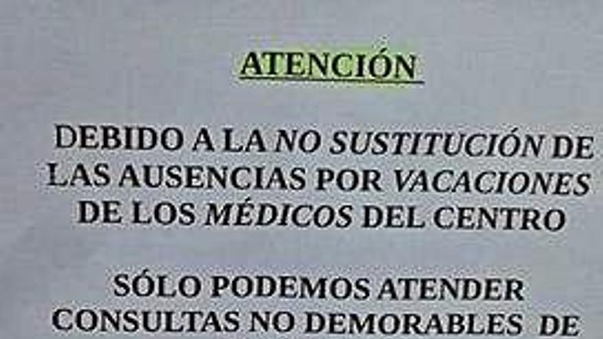 Cartel en el ambulatorio betanceiro.