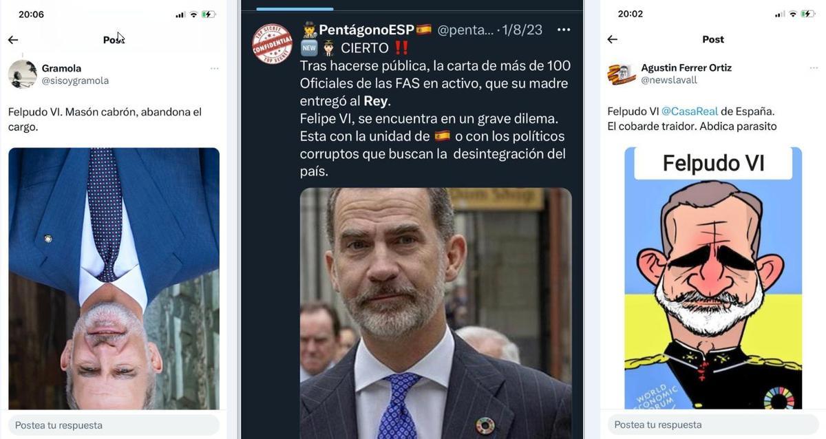 Insultos y conminaciones al Rey desde perfiles de extrema derecha en redes sociales