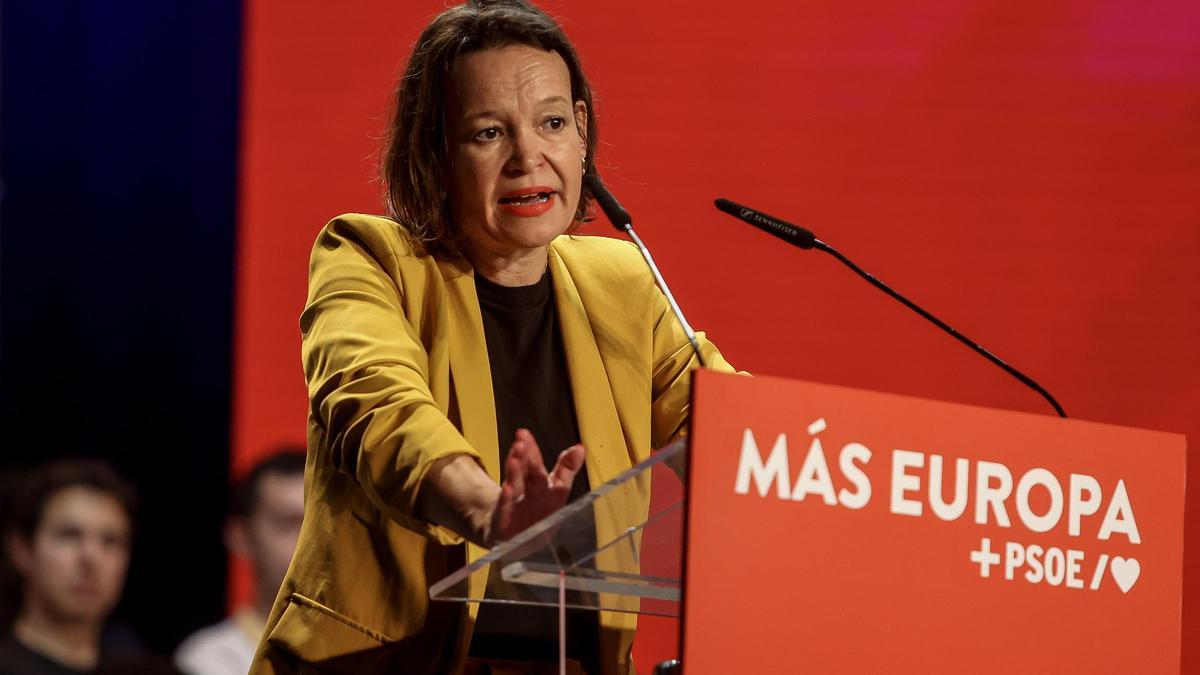 La socialista Leire Pajín, durante un acto de la campaña de las europeas