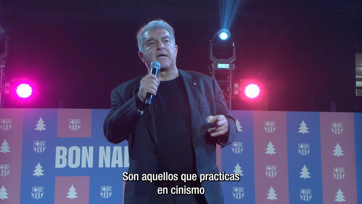 Laporta estalla contra el Madrid en la cena de Navidad