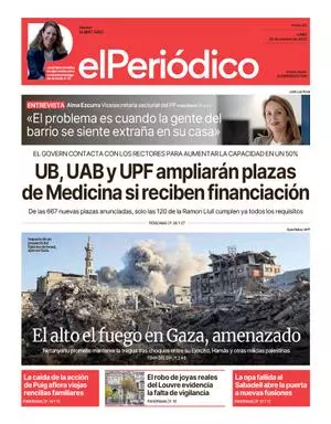 La portada de EL PERIÓDICO del 20 de octubre de 2025