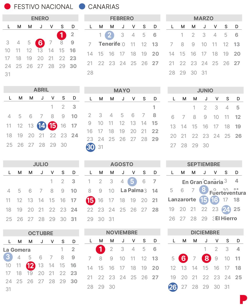 Calendario laboral Canarias 2022