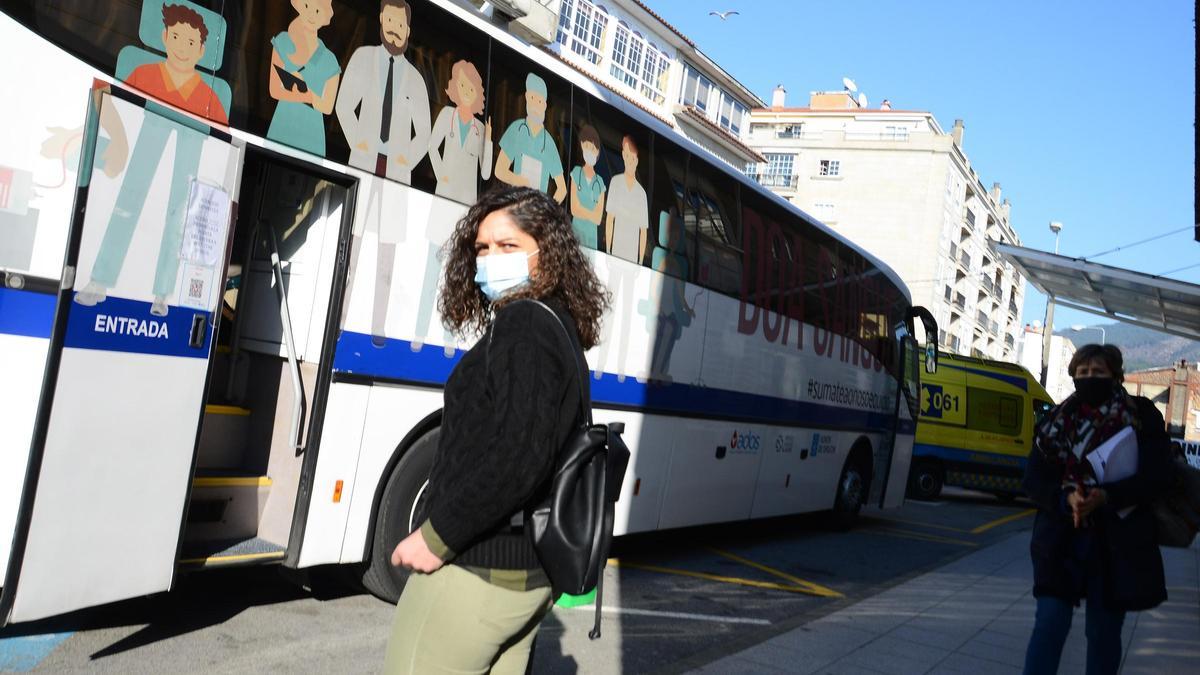 Una unidad móvil para donar sangre en Moaña.