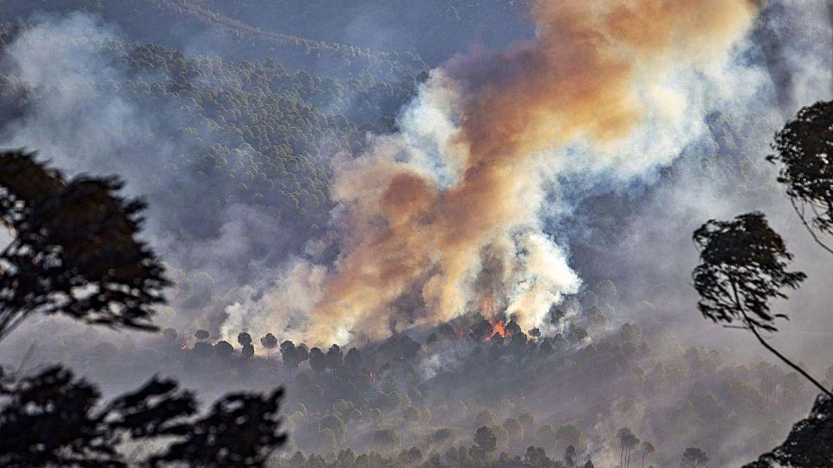 Imagen del incendio en Almonaster la Real, en Huelva.