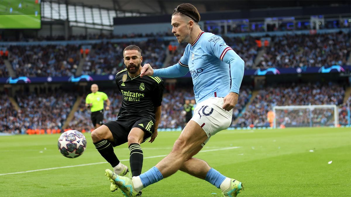 Grealish encara a Carvajal en el Manchester City - Real Madrid