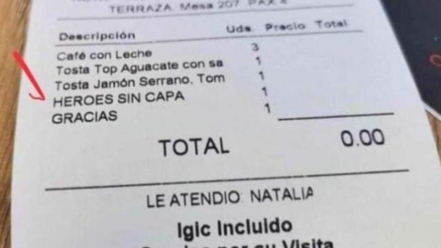 El ticket del bar de La Palma.