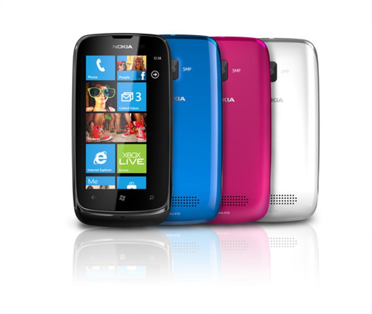Nokia Lumia 610, el Windows Phone más asequible y destinado a un público joven. Lleva cámara de cinco megapíxeles, accesos directos a redes sociales y carcasas de colores.