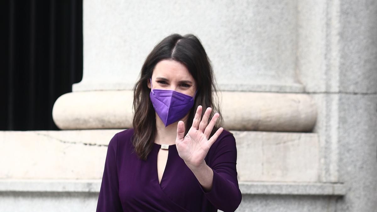 Irene Montero, ministra de Igualdad, durante el acto institucional de este 8 de marzo.