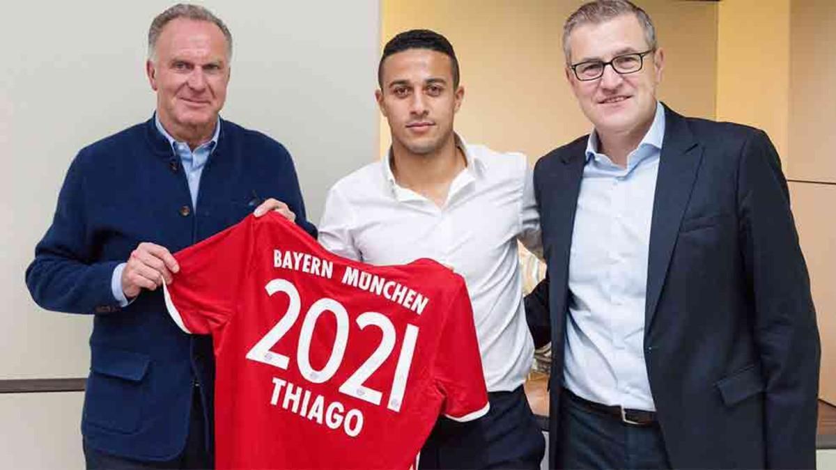 Thiago, durante la presentación oficial de su renovación