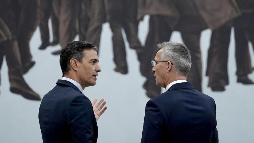 Pedro Sánchez, acompañado por el secretario general de la OTAN, Jens Stoltenberg, el martes 28 de junio a las 12:00 horas, de las instalaciones de la próxima Cumbre de la OTAN que se celebrará en Madrid.