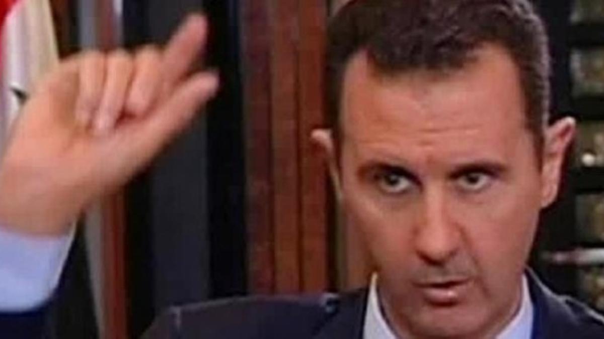 Imagen de vídeo de la entrevista concedida por Asad al periodista norteamericano Charlie Rose, este domingo.