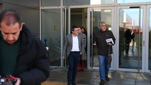 Archivo - El presidente de la Diputación de Badajoz, Miguel Ángel Gallardo, a su salida de los Juzgados de Badajoz tras declarar ante la jueza