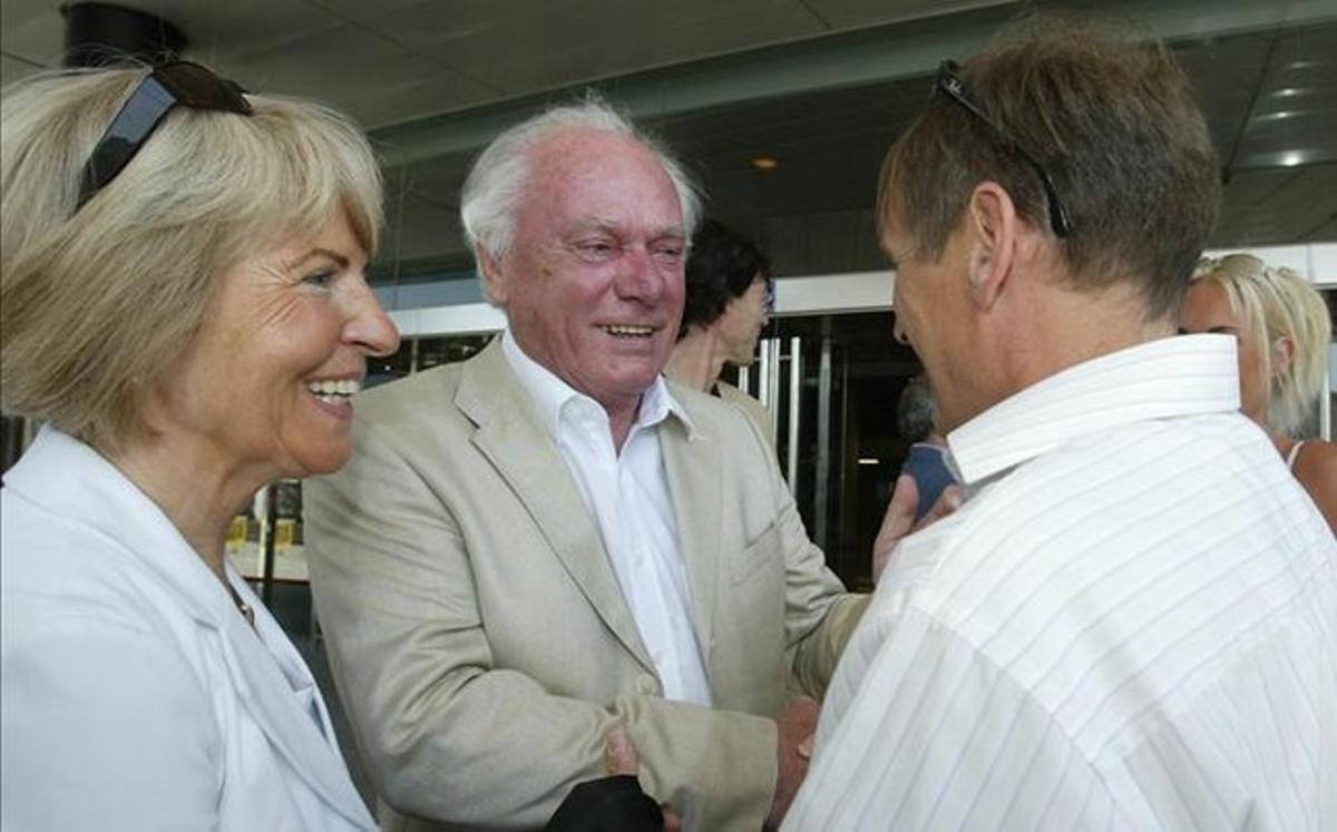 Lattek, junto a Allan Simonsen, en un homenaje que se hizo al Barça 1981-82 con motivo de la conquista de la Recopa de Europa