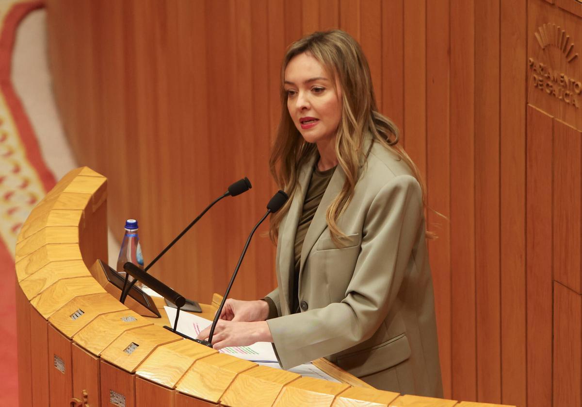 La conselleira de Política Social, Fabiola García, en el Parlamento gallego.