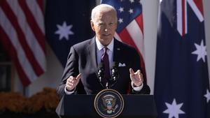 El presidente de Estados Unidos, Joe Biden, durante su reunión con el primer ministro australiano, Anthony Albanese.